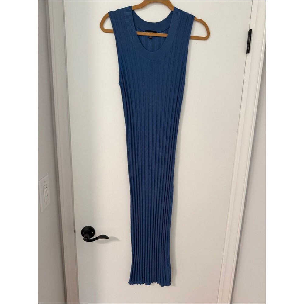 Current Air Sleeveless Ribbed Midi Dress in Deep Blue (set available)